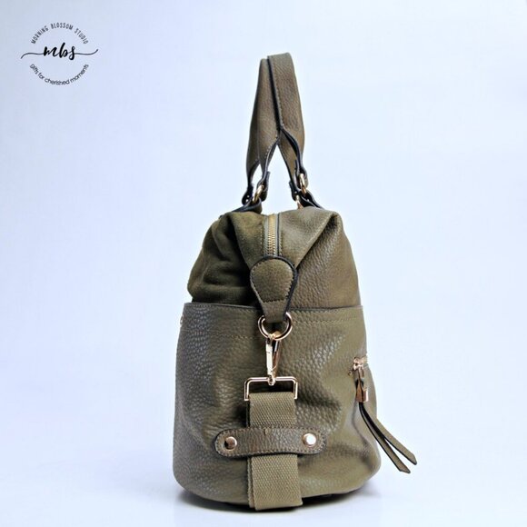 Moda Luxe Crossbody Satchel Green Gold - Picture 4 of 14